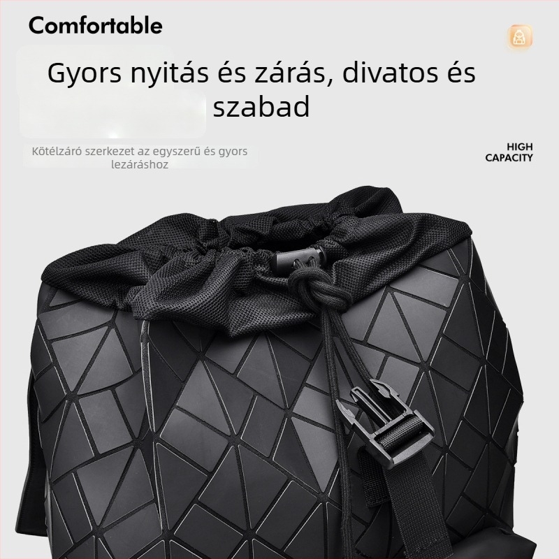 PU-anyagú hátizsák, vízálló, utcai stílus, 20–35L kapacitás, 16 hüvelykes laptophoz illeszkedik, bővítési funkció