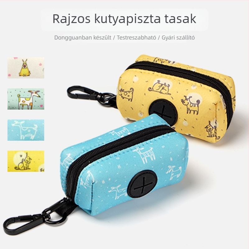 Kutyapiszok zacskó tároló tok karikatúra nyomtatással (Márka: kellypet; Anyag: diving anyag; Stílus: sík száj típus; Vastagság: normál)