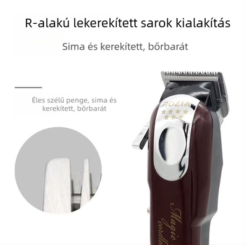 Beépített akkumulátoros hajvágó kettős áramellátással, kefés motor, rozsdamentes acél penge, levehető és mosható pengefej, 1–3 órás üzemidő