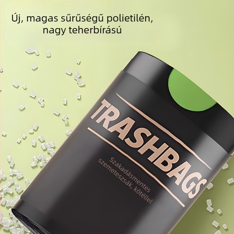 Szemeteszsák, vastagított polietilén, szakadásmentes, automatikus húzózsinóros zárás, háztartási és kollégiumi használatra, újrahasználható