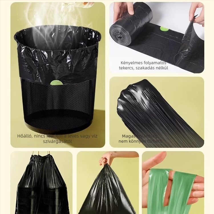 Szemeteszsák, vastagított polietilén, szakadásmentes, automatikus húzózsinóros zárás, háztartási és kollégiumi használatra, újrahasználható