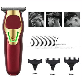 Mini újratölthető elektromos hajvágó kefés motorral, rozsdamentes acél pengék, beépített 800–1000 mAh akkumulátor, 1–3 órás üzemidő, USB töltés