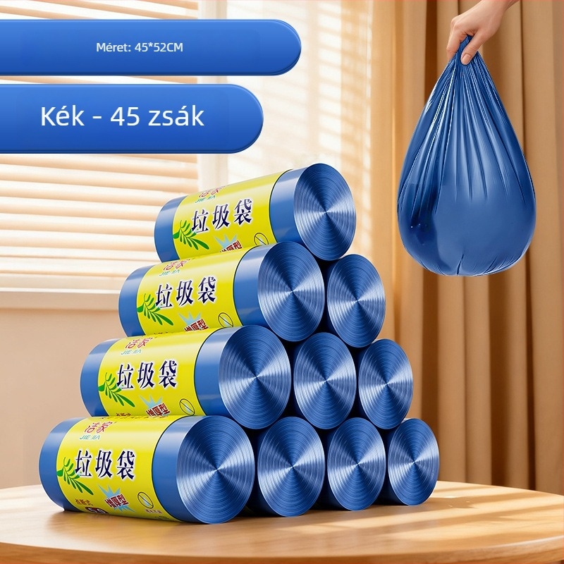 Háztartási szemeteszsákok, vastagított PE, sík szájú nyitás, egyszer használatos, 100 tekercs