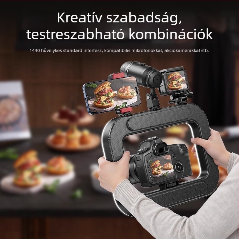 Kézi mini gyűrűlámpa okostelekre, hordozható fotózási lámpa többszintű fényerő-szabályozással, 10–50W, 220V