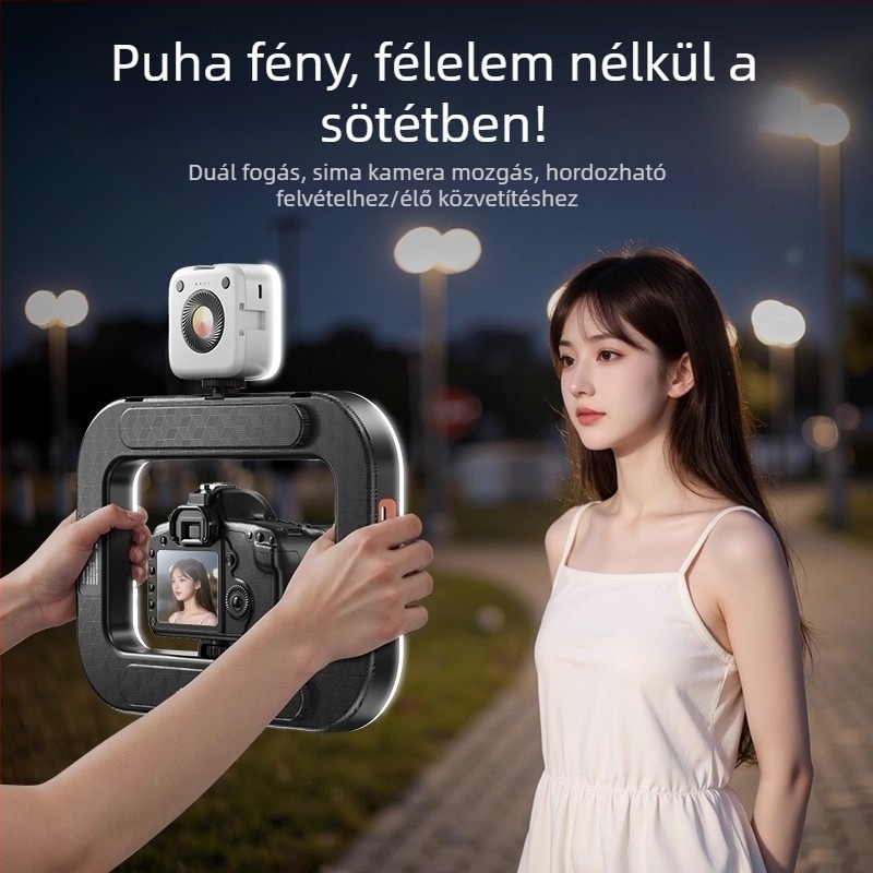 Kézi mini gyűrűlámpa okostelekre, hordozható fotózási lámpa többszintű fényerő-szabályozással, 10–50W, 220V