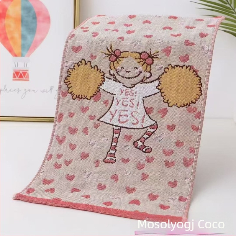 Négyrétegű pamut gyerek törölköző, rajzfilmsorozat, 50 g, többszálú fonal, Jacquard szövet, logónyomás elérhető