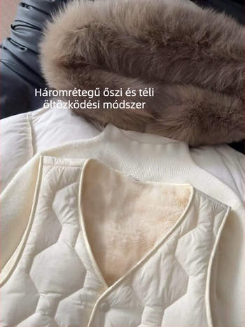 Női karcsú rövid mellény fleece-béléssel, rayon–gyapjú keverék