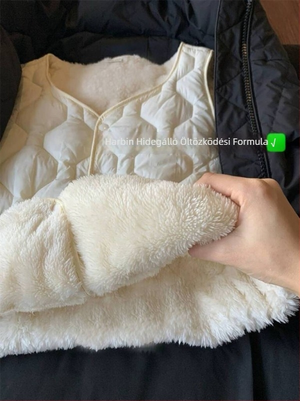 Női karcsú rövid mellény fleece-béléssel, rayon–gyapjú keverék