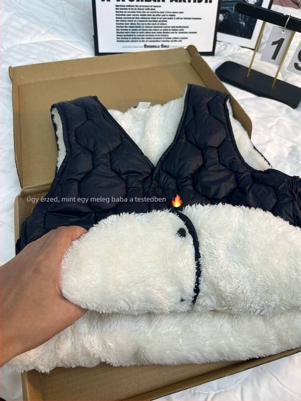 Női karcsú rövid mellény fleece-béléssel, rayon–gyapjú keverék