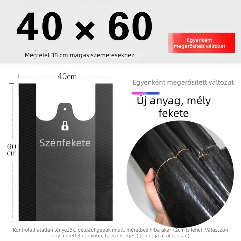 Vastagított szemetes zacskók fogantyúval, mellény-stílus, egyszer használatos, háztartási és konyhai használatra