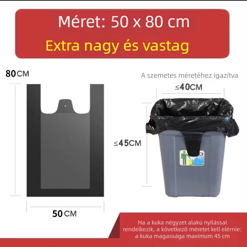 Vastagított szemetes zacskók fogantyúval, mellény-stílus, egyszer használatos, háztartási és konyhai használatra