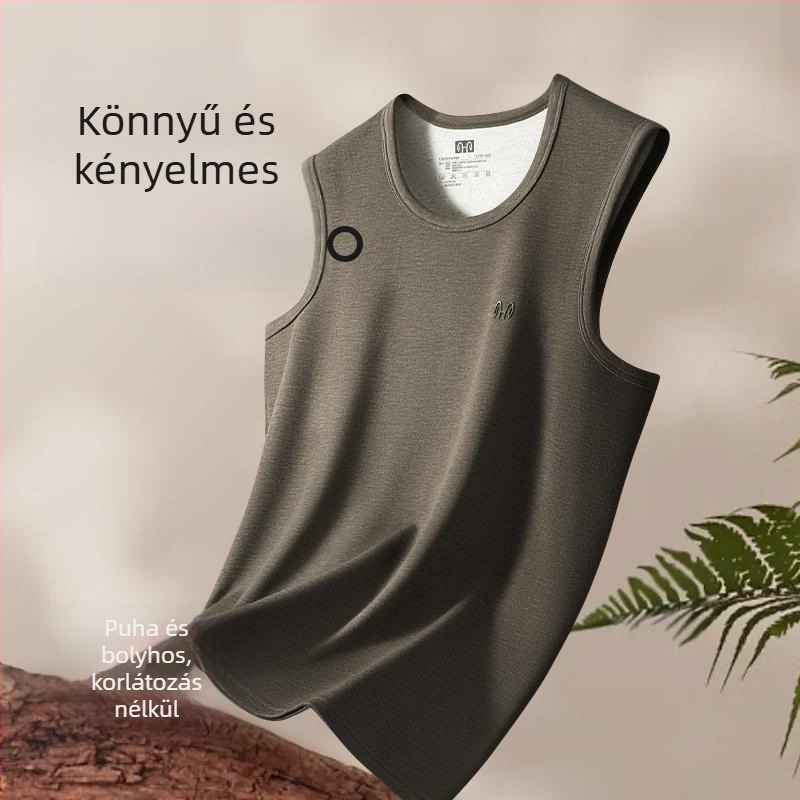 Férfi Termál Gyapjú Mellény Antibakteriális Kétoldalas Velúrral, 3 Rétegű Vastag