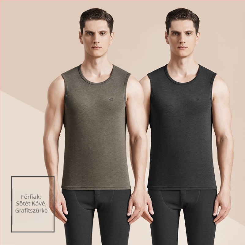 Férfi Termál Gyapjú Mellény Antibakteriális Kétoldalas Velúrral, 3 Rétegű Vastag