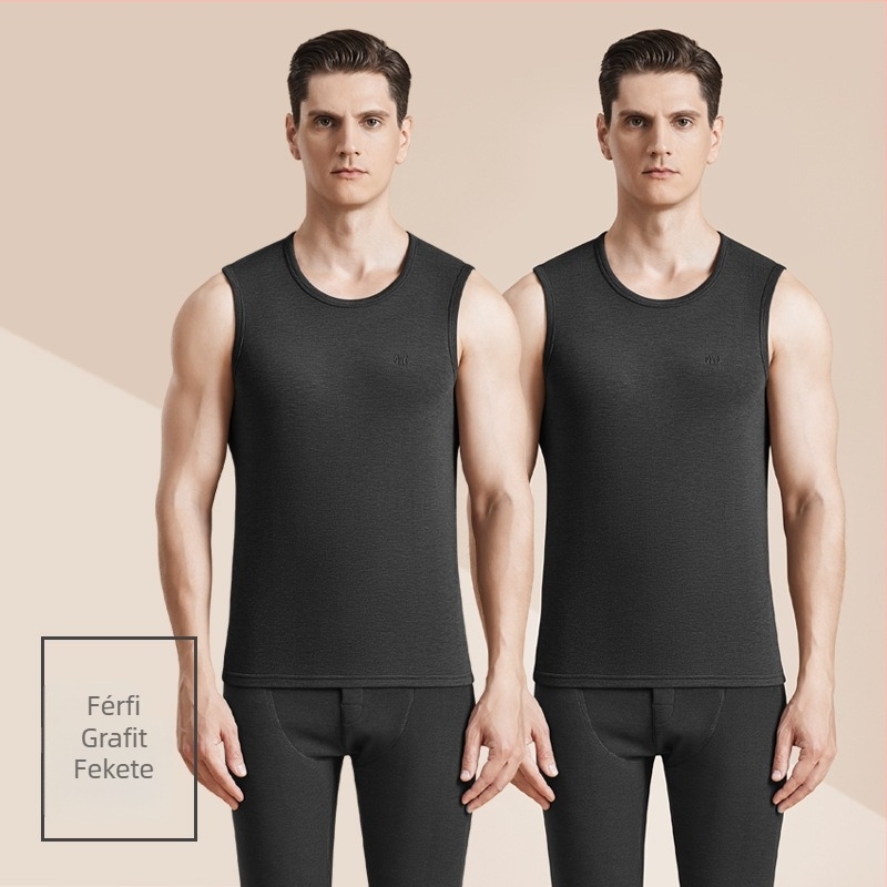 Férfi Termál Gyapjú Mellény Antibakteriális Kétoldalas Velúrral, 3 Rétegű Vastag