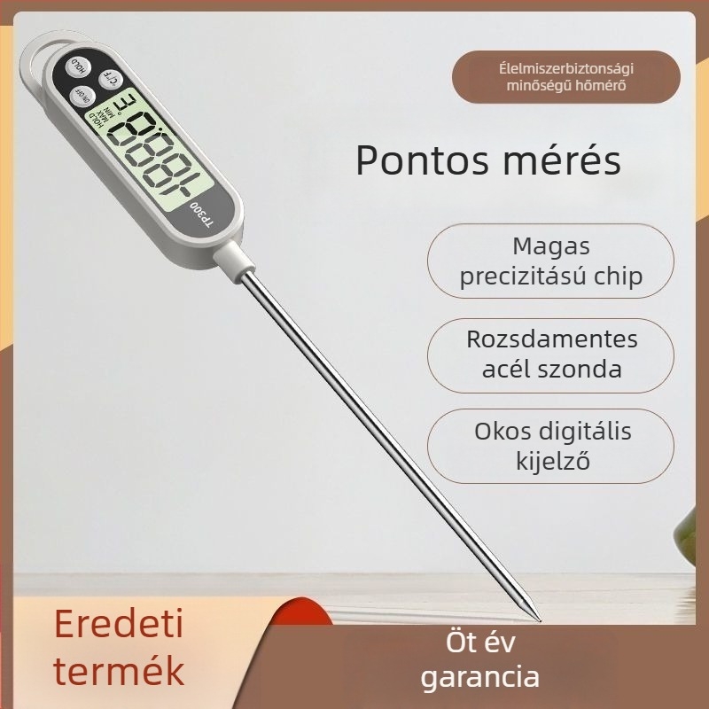 Konyhai szondás élelmiszerhőmérő – nagy pontosságú, bébi tejéhez, vízhez és olajhoz mérésére