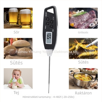 Ételhőmérő – Yishang Superior Products; hőmérséklet felbontása ±0,1 °C; testreszabható feldolgozás; csomagolás 100 db