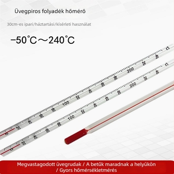 Laboratóriumi víz-hőmérő üvegnyéllel, 1°C felbontás, csomagolás 500 db, testreszabott feldolgozás