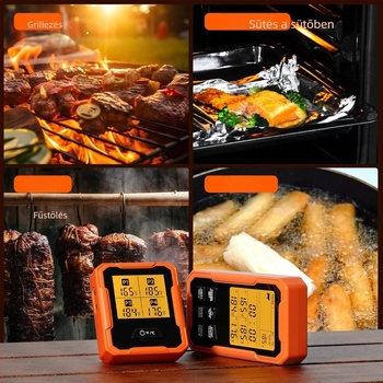 Élelmiszerhőmérő 4 szenzorral, intelligens Bluetooth, vízálló, rozsdamentes acél, grillhez