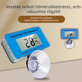 Akváriumi vízhőmérő ABS anyagból, méri a víz hőmérsékletét, támogatja a magáncímkéket