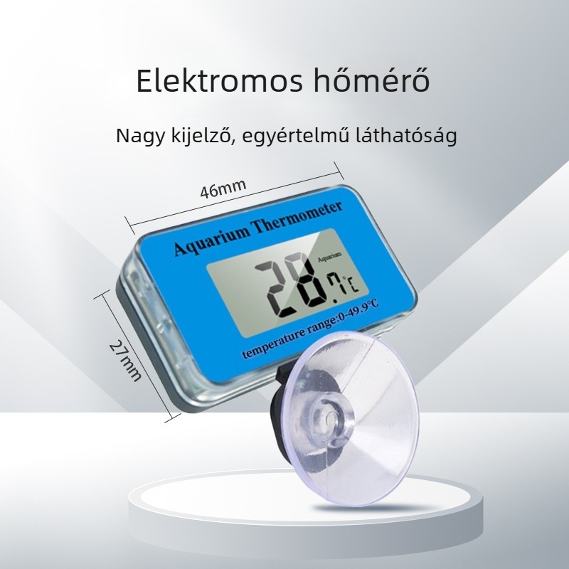 Akváriumi vízhőmérő ABS anyagból, méri a víz hőmérsékletét, támogatja a magáncímkéket