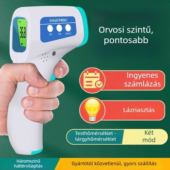 Orvosi minőségű érintésmentes infravörös homlokhőmérő, 1 másodperces mérés, 35–42°C tartomány
