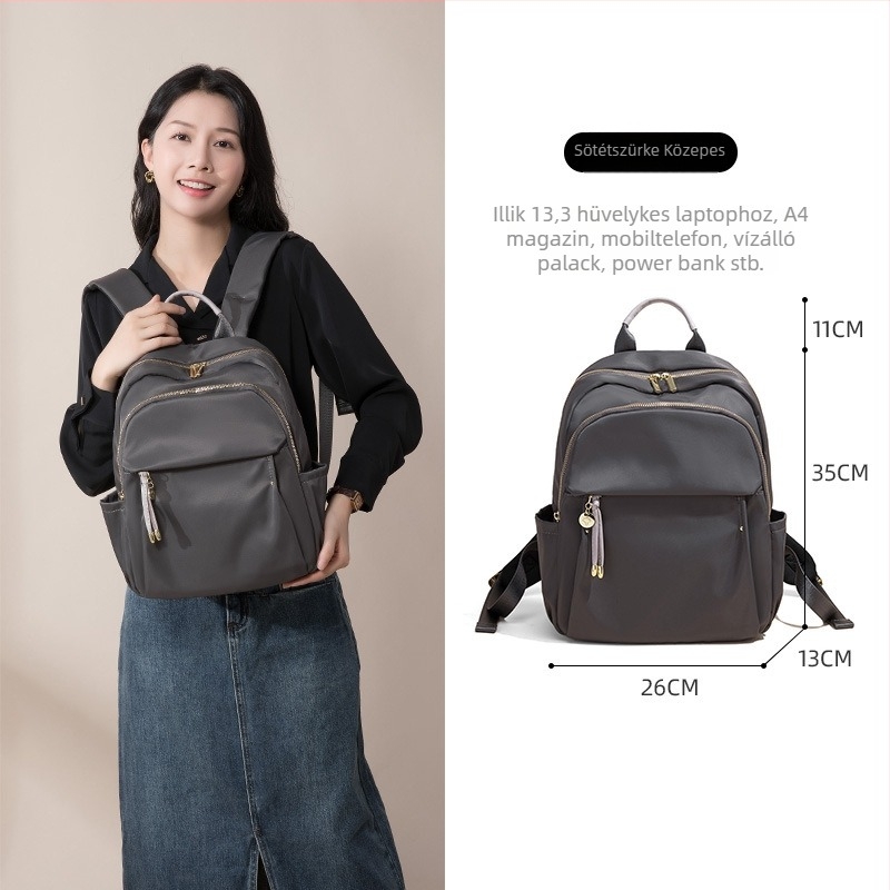 Üzleti utazásokhoz alkalmas hátizsák – nagy kapacitású, Oxford anyag, vízálló, könnyű, laptop rekesz és belső cipzáras zseb, anti-theft
