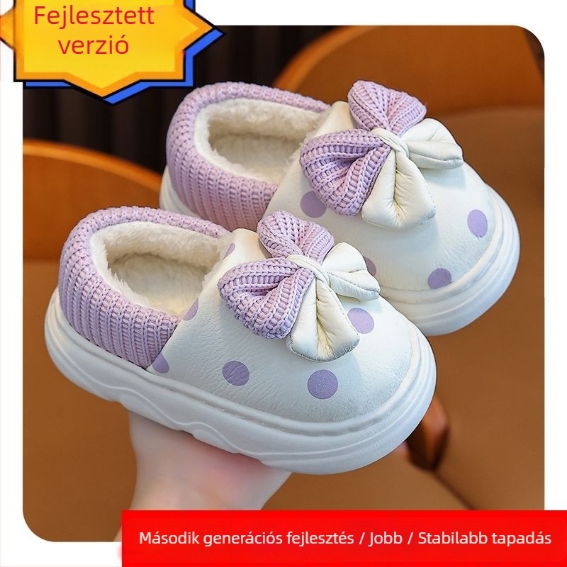 Lányoknak szánt mikroszálas beltéri papucsok téli, hercegnő-stílusú, TPR talppal