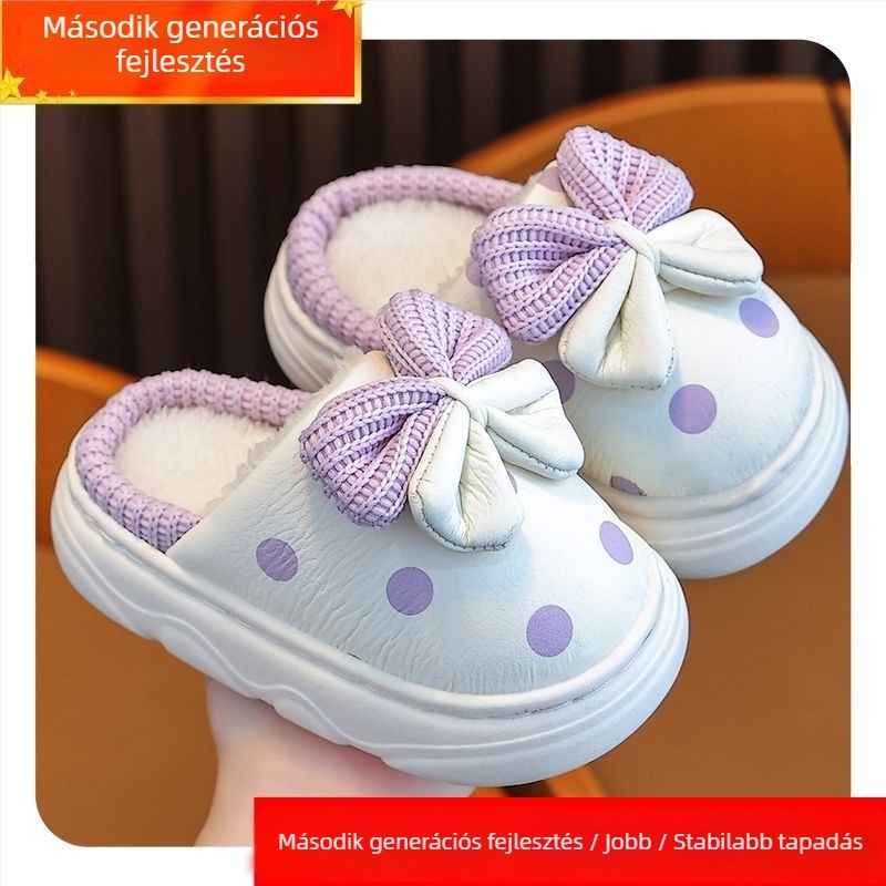 Lányoknak szánt mikroszálas beltéri papucsok téli, hercegnő-stílusú, TPR talppal