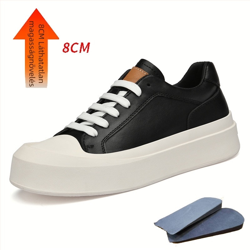 Férfi sportcipő 6 cm-es magasságot növelő vastag talppal, kerek orr, felsőrész: másodlagos bőr, talp: gumi, belső talp EVA