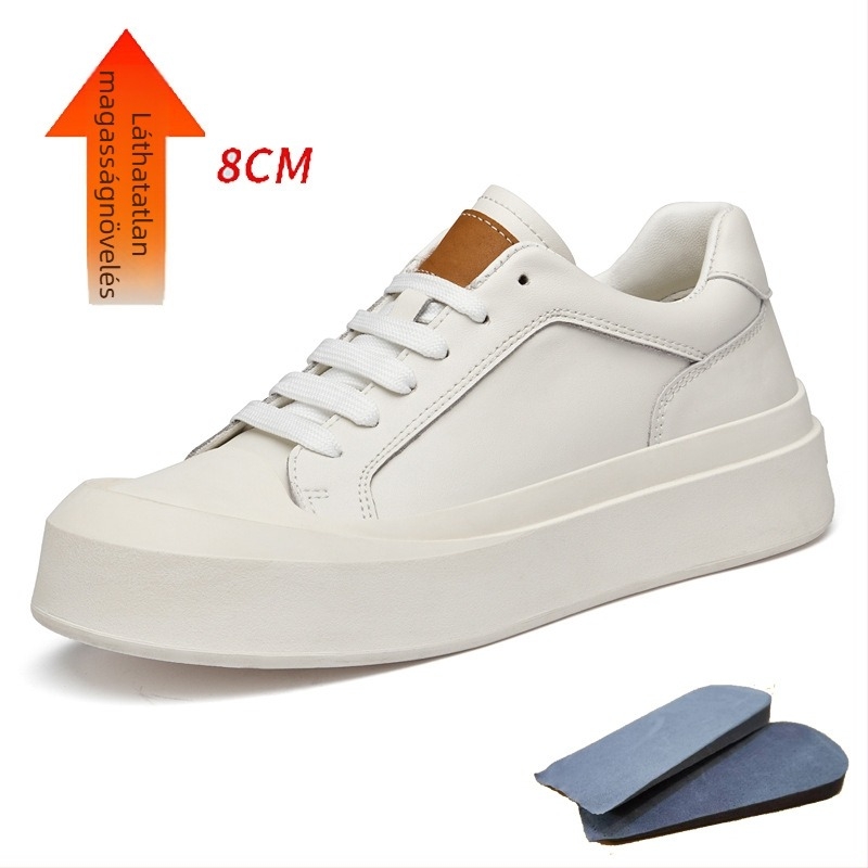 Férfi sportcipő 6 cm-es magasságot növelő vastag talppal, kerek orr, felsőrész: másodlagos bőr, talp: gumi, belső talp EVA