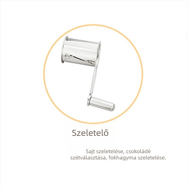 Kézi forgó sajtréselő 430-es rozsdamentes acélból, modern minimalist design, sajt és csokoládé morzsák reszelésére.