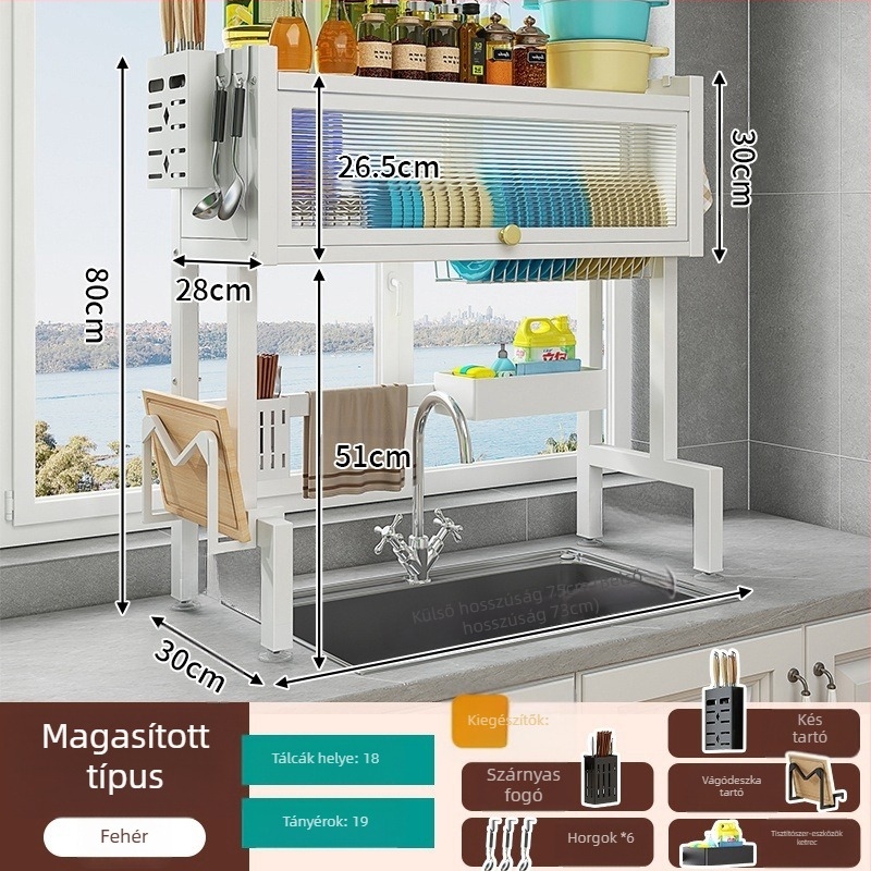 Konyhai mosogatótálca tároló állvány, vasötvözetből, testreszabható logóval, 2024-ben bemutatva.