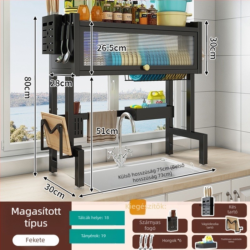 Konyhai mosogatótálca tároló állvány, vasötvözetből, testreszabható logóval, 2024-ben bemutatva.