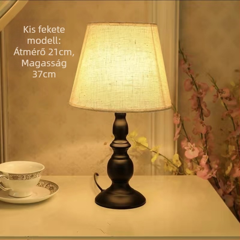 Skandináv éjjeli asztali lámpa hálószobára érintésérzékelővel, távirányítással és állítható fényerővel (Model TR485845, 220V, fém talp)