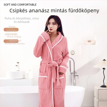 Fürdőköpeny csipkés ananászos kockás mintázatú, hosszú ujjú, fleece poliészterből, 90% poliészter