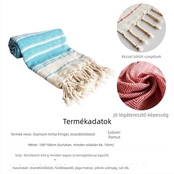 Fürdő- és strandtörölköző, pamut, 300–400 g, 10s fonalból, testreszabható