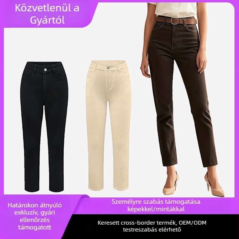 Női farmer őszi-téli 2025: magas derék, szűk fazon, denim elasztánnal, bőrbarát anyag, városi mindennapi stílus