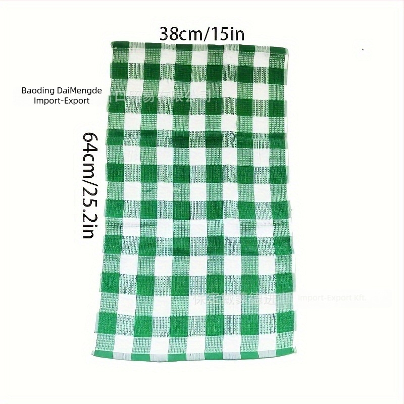 100% pamutból készült waffle-szövésű konyharuha, kockás mintával, nedvszívó az edények és tálak szárazításához