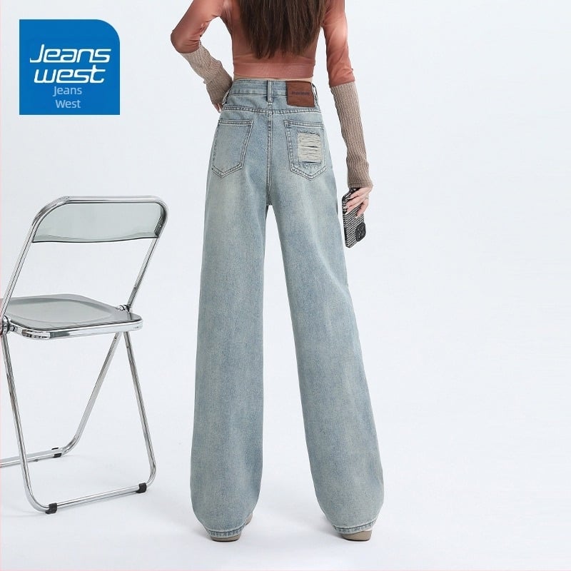 Női farmerok széles lábú, magas derékkal, denim 50–70% pamut, őszi 2024