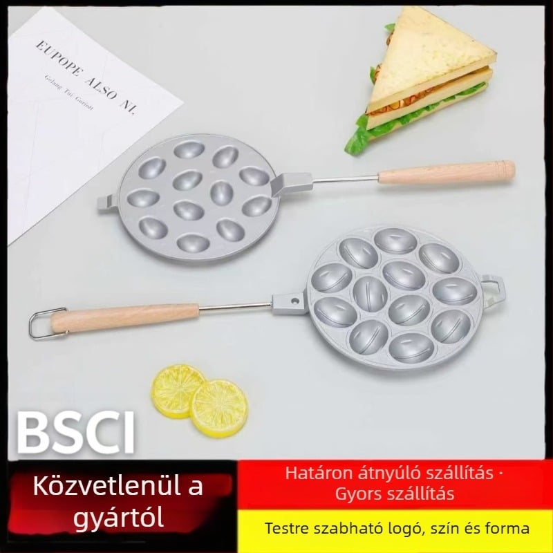 Ovalis süteményforma 12/16 lyukkal, alumíniumötvözetből, gofrasütő tepsi gáztűzhelyhez