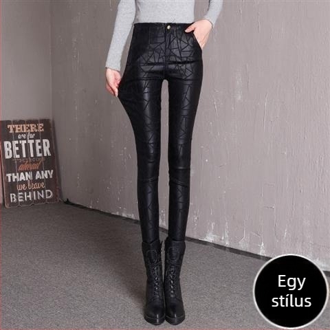 Női meleg béléses leggings, magas derék, szűk fazon, rombusz mintás, matt felület, téli 2024