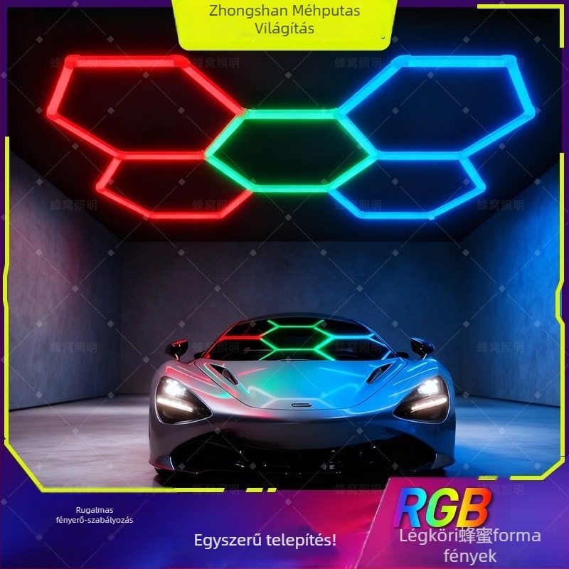 Fali lámpa méhsejt mintával, LED fényforrás, 24V, PCS lámpabúra, távirányító