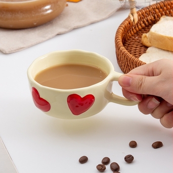 Koreai stílusú porcelán bögre, szabálytalan formával, mikrohullámú sütőben használható, hőálló