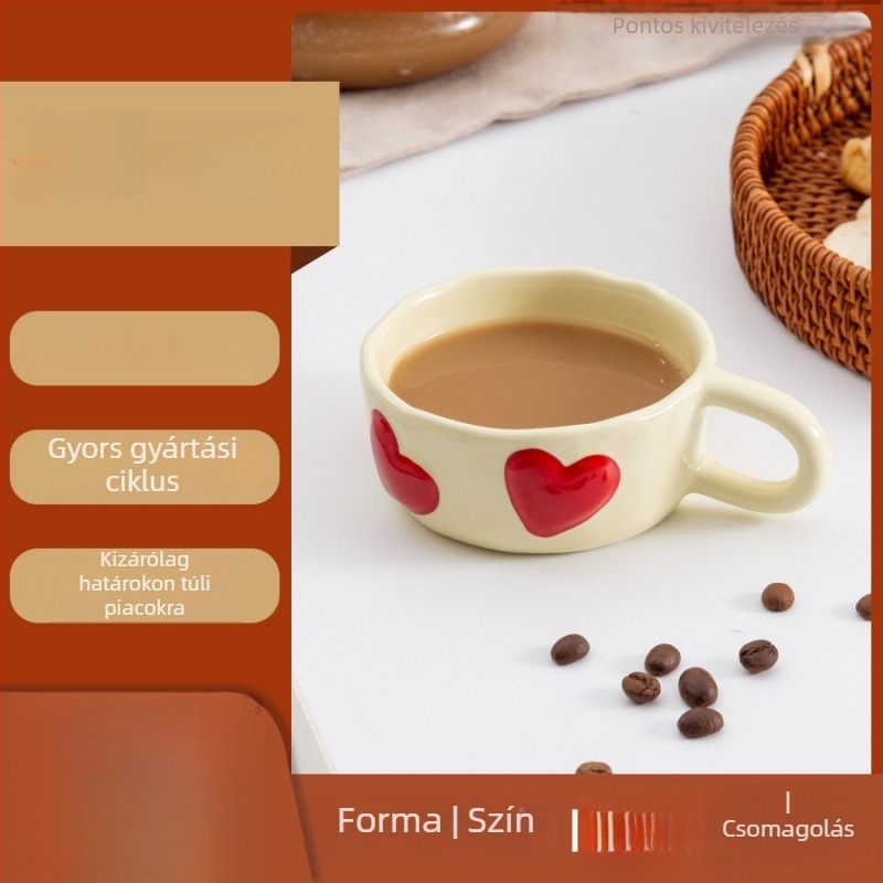 Koreai stílusú porcelán bögre, szabálytalan formával, mikrohullámú sütőben használható, hőálló