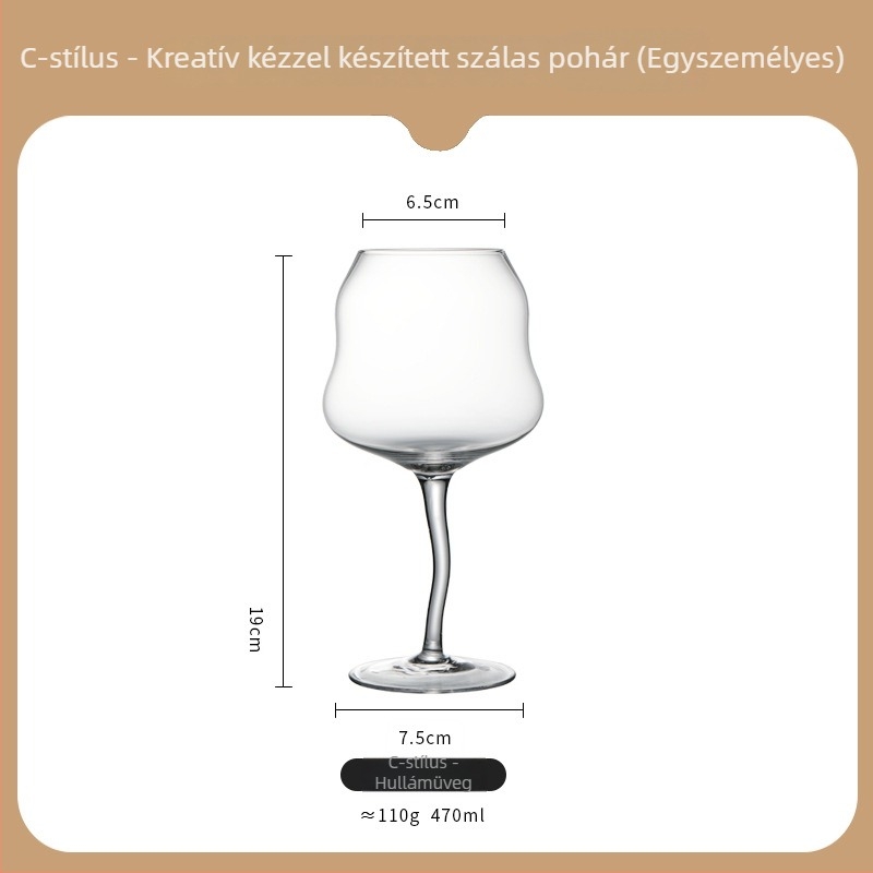 Macaron stílusú boros pohár kígyó alakú dizájnnal és felhő ihletésű siluettel (kristályos anyag; 120 g; 1 db)