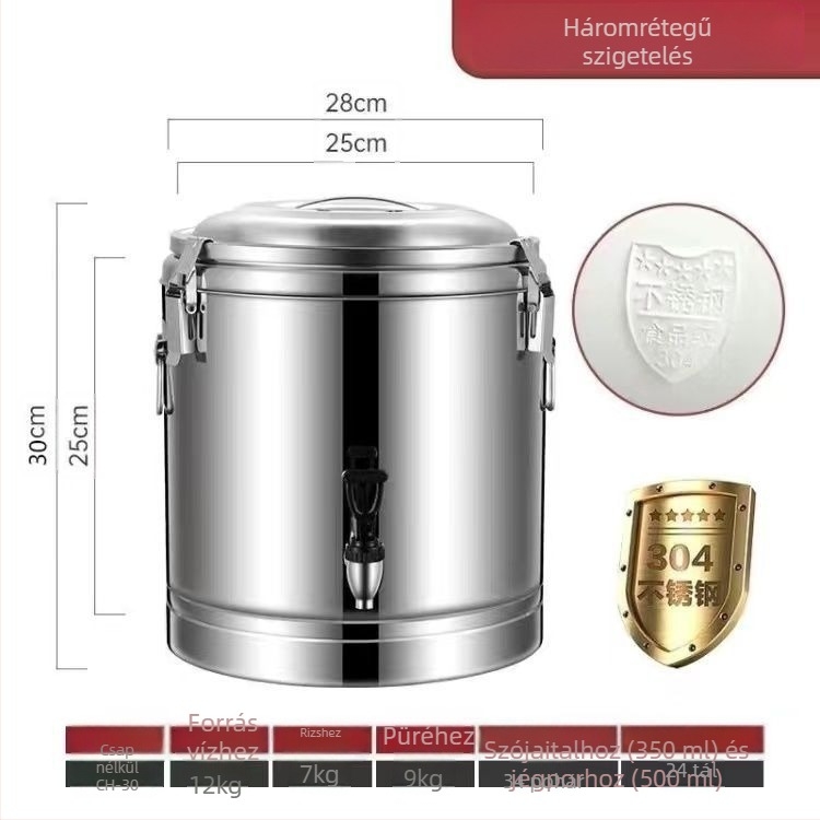 Megvastított rozsdamentes acél szigetelt vödör kereskedelmi felhasználásra, nem elektromos, anyag: 201-es rozsdamentes acél