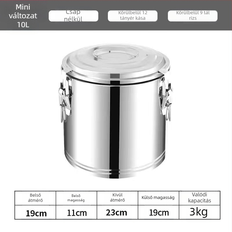 Megvastított rozsdamentes acél szigetelt vödör kereskedelmi felhasználásra, nem elektromos, anyag: 201-es rozsdamentes acél