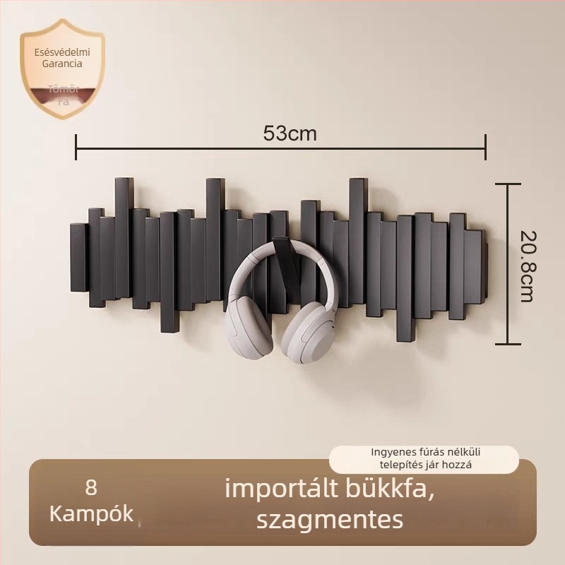 Zongora-stílusú ruhakasztó, falra szerelhető, lyukasztás nélküli, Zhejiang eredetű, modell B01