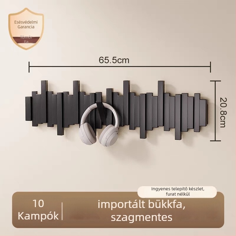 Zongora-stílusú ruhakasztó, falra szerelhető, lyukasztás nélküli, Zhejiang eredetű, modell B01