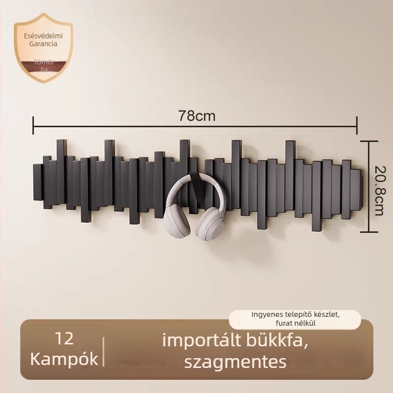 Zongora-stílusú ruhakasztó, falra szerelhető, lyukasztás nélküli, Zhejiang eredetű, modell B01